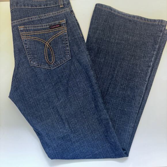 Calvin Klein Womens Jeans Size 13 Bootcut Mid Rise Flare Denim Casual‎ Y2K 70’s - Picture 1 of 12
